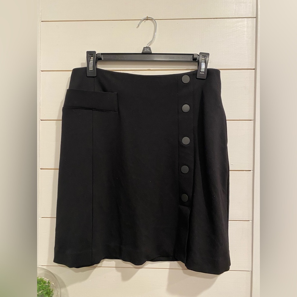 CAbi Black Stretch Ponte Utility Button Skirt 🖤